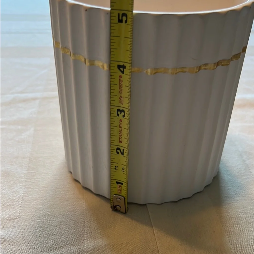 White and Gold Ceramic Vase Planter Pot